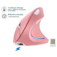 Mouse Vertical Recargable Ergonomico USB Inalambrico GAMER - ROSA