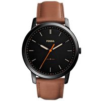 Reloj Fossil Minimalist FS5305 Ultra Delgado Correa De Cuero Marrón Dial Negro