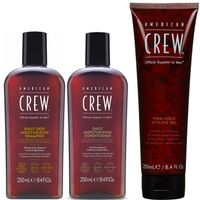 Shampoo Hidratante +Conditioner +Gel Fijación Fuerte American Crew Men