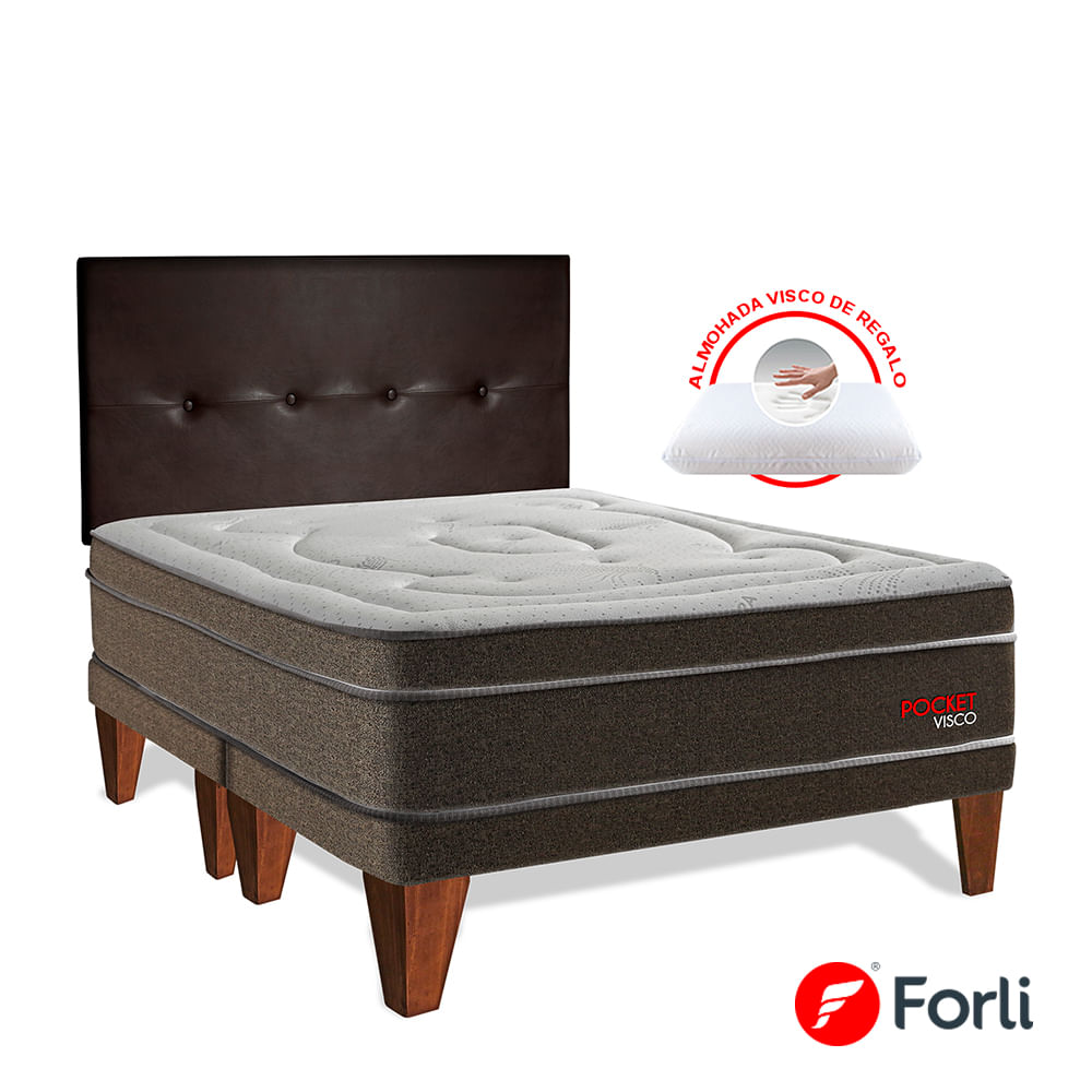 Dormitorio Europeo Pocket Visco Queen + Cabecera