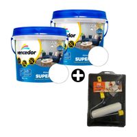 COMBO de 2 Pinturas Látex Vencedor Supermate Antibacterial Bl Decora 1 gl + Kit Pro Pintor: Bandeja + Rodillo + Brocha