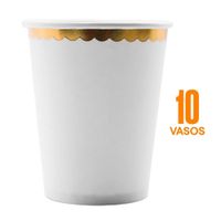 Set de 10 Vasos Desechables Filo Dorado 266ml Life Art