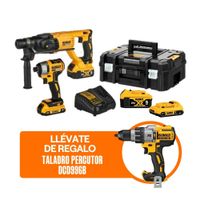 COMBO Dewalt Inalámbrico DCK260D1P1T-K10: Rotomartillo + Atornillador de Impacto + Taladro Percutor + 2 Baterías