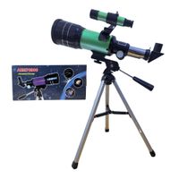 Telescopio Astronomico con Tripode y Lentes Intercambiables Bossney AZM70300 Verde