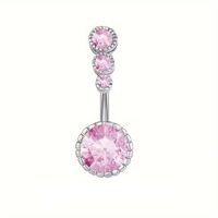 Piercing para ombligo triple piedrita rosado