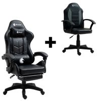 COMBO SILLAS GAMER SHINE SERIES NEGRO + PLAY SERIES NIÑO NEGRO