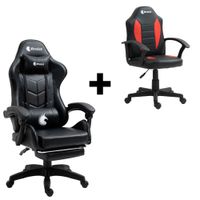 COMBO SILLAS GAMER SHINE SERIES NEGRO + PLAY SERIES NIÑO ROJO