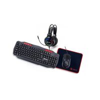 Kit 4 en 1 TEROS TE-5014S Teclado Mouse Auriculares Mousepad Negro
