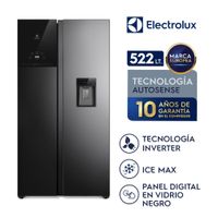 Refrigeradora Electrolux No Frost Side by Side 522L Inverter AutoSense Negra ERS53F2P5CB