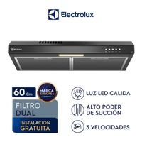 Campana Extractora Electrolux 60cm Alto Poder de Succión e iluminación LED Negra DE6SB