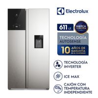 Refrigeradora Electrolux Frost Free Inverter 611L Efficient con AutoSense Side by Side Inox Look (ERS65F2P5BI)