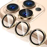 Micas de Camara Individuales Metal Dorado para Iphone 15/ 15 Plus