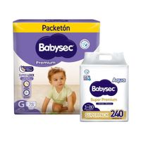Pack BABYSEC: Pañales para Bebé Premium Talla G Paquete 78un + Toallitas Húmedas Super Premium Paquete 240un