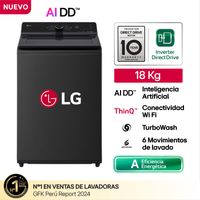 Lavadora LG 18Kg Con AI DD TurboWash WT18OBTX Negro Onyx