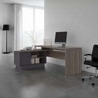 Escritorio En L 1 Puerta Office Avellana Plomo