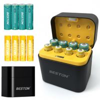 Cargador de pilas baterías AA recargables 8 puestos + 4 baterías AA y 4 AAA