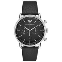 Reloj Emporio Armani Aviator AR11143 Fecha Cronómetro Correa de Cuero Negro