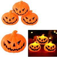 Set de 5 luces LED mini calabazas a pila decoración de Halloween