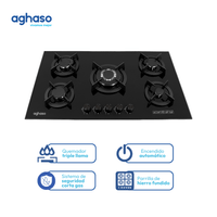 Encimera a Gas Natural Aghaso Vidrio Modular 90 cm 5 Hornillas