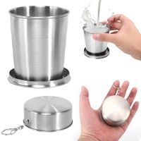 Vaso Plegable de Acero Inoxidable 7.5cm con Llavero Reutilizable 140ml
