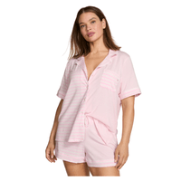 SET PIJAMA VICTORIA SECRET RAYAS CORTO ROSA TALLA M