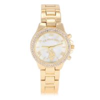 RELOJ DE MUJER U.S. POLO ASSN. LADIES GOLD EMBELLISHED LINK WATCH