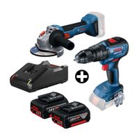 COMBO Bosch: Amoladora Inalámbrica GWS18v-8 + Taladro Atornillador percutor 18V GSB 18V-50 Brushless + 2 Baterías 18v 4ah + Cargador Bivolt