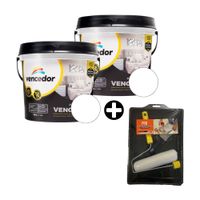 COMBO de 2 Pinturas Látex Vencelatex Mate Bl 1 gl + Kit Pro Pintor: Bandeja + Rodillo + Brocha