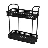 Repisa Rectangular Metal Doble Nivel Negro Mate