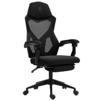 Silla Gamer Ergonómica Dreizt Mesh XL Negro Con Posapies Reclinable