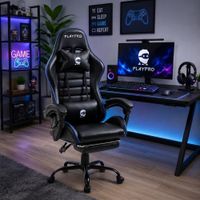 Silla Gamer con Masajeador Lumbar Playpro X1 Azul Base de Metal
