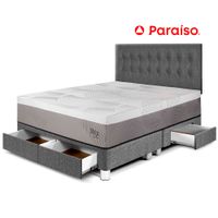 Dormitorio con Cajones Balanzze King Gris Bipanel
