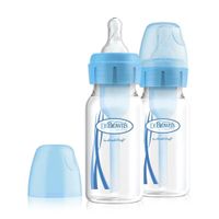 Biberón Polipropileno Options+ Boca Estrecha, Azul, pack de 2 , 4oz/ 120ml