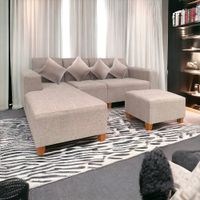 Sofa Seccional Bremen 4 cuerpos + Puff Movenda con Patas de Madera