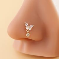 Piercing para nariz nostril en forma de L mariposa diseño colgante dorado
