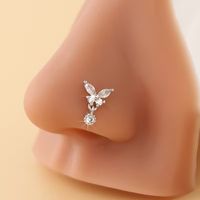 Piercing para nariz nostril en forma de L mariposa diseño colgante plateado