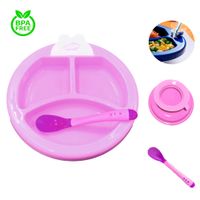 Set Plato Termico Con Cubierto Para Bebe Baby Froggie Fucsia