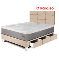 Dormitorio Royal Balanzze Cajones 1.5 Plazas Cabecera Blocks Champagne