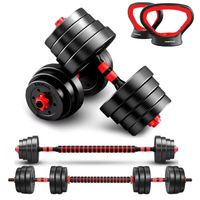 Mancuernas Set de 20 Kg Convertibles + Barra + Asas