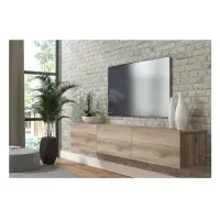 Mesa de TV Flotante 75"" TU MESITA Sigrid Melamina 18mm color Roble 3 puertas