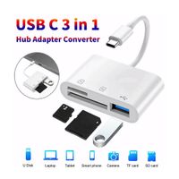 Adaptador 3 en 1 Tipo C, Tf, Cf, Sd, Lector de Tarjetas de Memoria.
