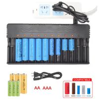 Cargador de pilas baterías recargables 12 puestos AA AAA 18650 26650