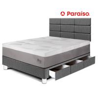 Dormitorio Royal Balanzze Cajones 1.5 Plazas Cabecera Blocks Gris
