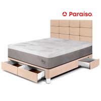 Dormitorio Royal Balanzze Cajones 2 Plazas Cabecera Blocks Champagne
