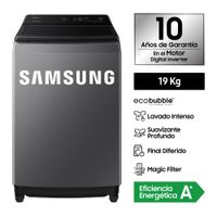 Lavadora Samsung EcoBubble 19KG Plateada WA19CG6441BDPE