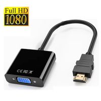 Adaptador HDMI HD 1080P Compatible con VGA, Negro.