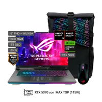 Laptop ASUS Republic Of Gamers 16"" AMD 9 G614FP-RV010W 16GB RAM 1TB SSD RTX 5070 Mochila + Mouse ROG