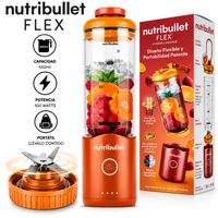 Licuadora Portátil Nutribullet Flex 650 ml para Smoothies y Batidos Naranja