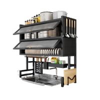Escurridor con tapa acrílica 3 niveles acero inoxidable