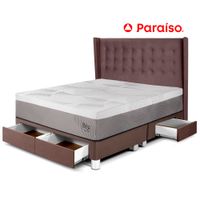 Dormitorio Royal Balanzze Con Cajones + Cabecera Gold King Chocolate